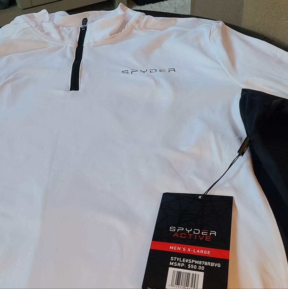 Spyder Men's Active 1/4 Zip White and Black Pullover Large, XL, 2XL